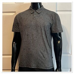 John Varvatos USA Mens Black Microstripe Lightweight Polo Shirt Sz XL